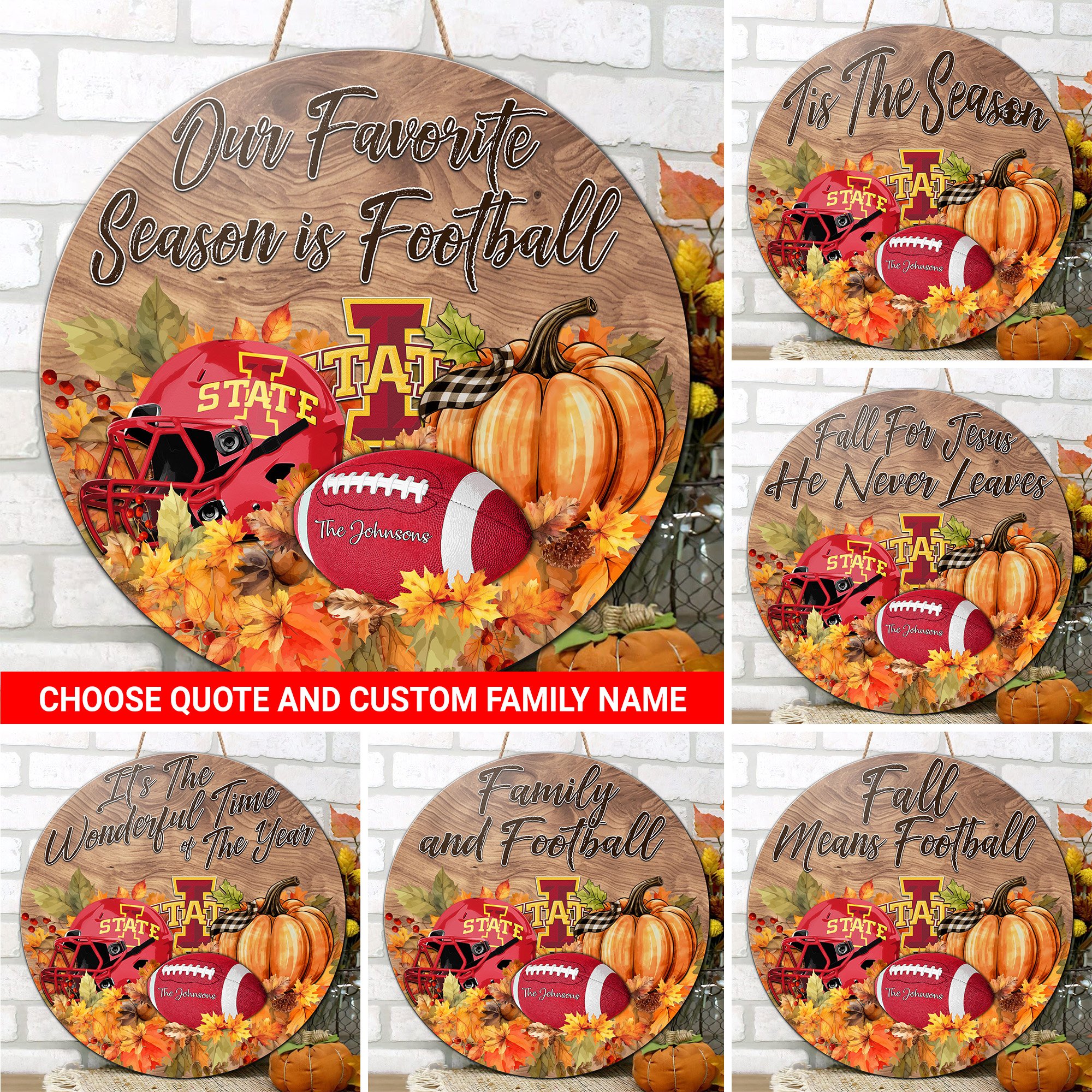 Iowa State Cyclones Shape Wooden Sign Custom Your Family Name And Choose Your Quotes, Sport Sign, Sport Gifts For Fan, Home Decorations EHIVM-59971